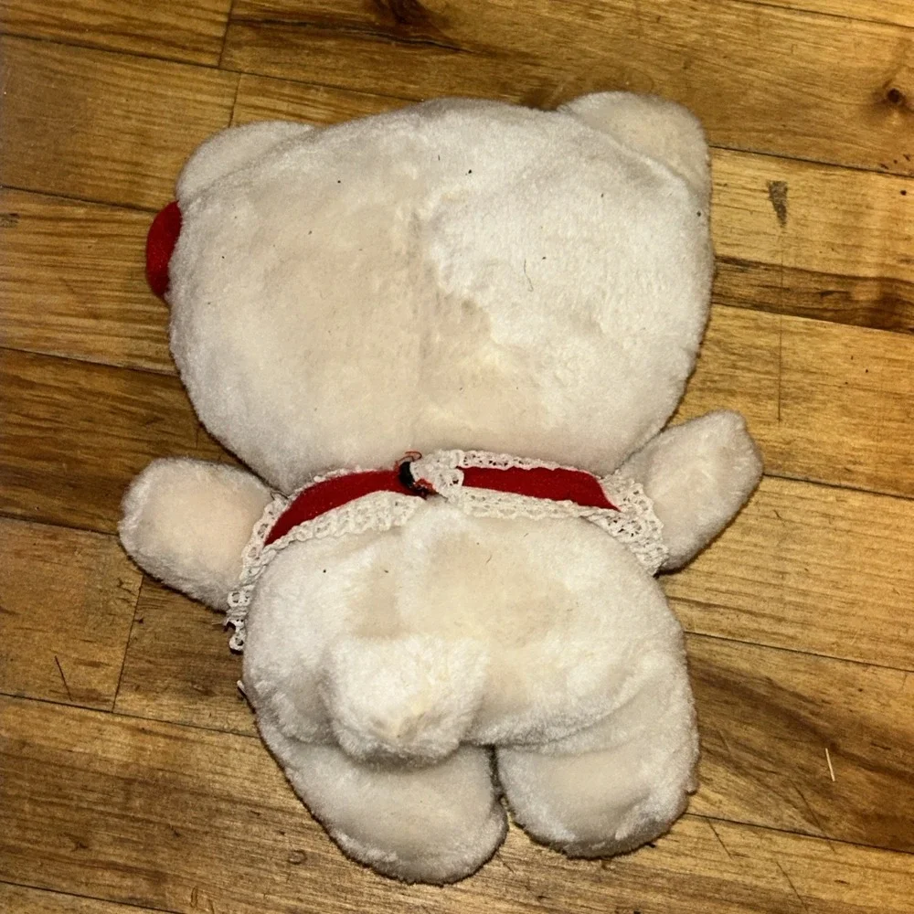 Vtg 1976 SANRIO HELLO KITTY Stuffed Plush Red Lace K Outfit Korea Animal 6